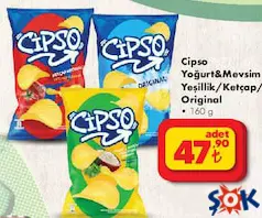 CİPSO PATATES CİPSİ ÇEŞİTLERİ 160 G